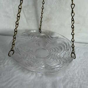 VTG Anchor Hocking Clear Pressed Glass Hanging Planter Scalloped Flower Bowl